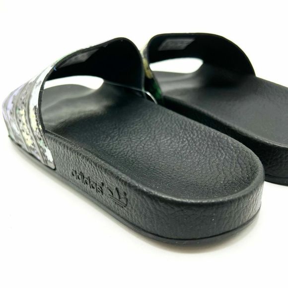 Adidas Originals H00141 Women's Sz 6 Core Black/Floral Print Adilette Slides - Picture 2 of 4